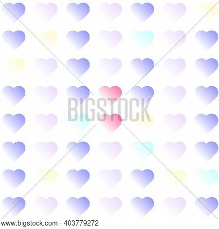 Background Of Multicolored, Gradient Hearts, For Valentine's Day.