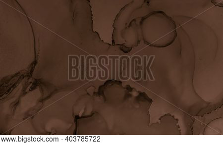 Abstract Chocolate Texture. Dark Creamy Background. Black Dessert Pattern. Watercolour Choco Splash.
