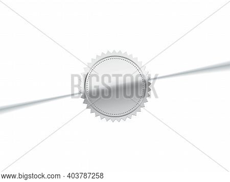 Glued Silver Sticker On Envelope. Chrome Stamp Logo Vector Illustration. Quality Certificate On Vip 