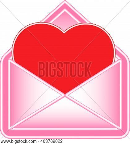 A Letter With A Big Heart. Valentine's Day Message. February 14th, A Holiday For All Those Who Are L