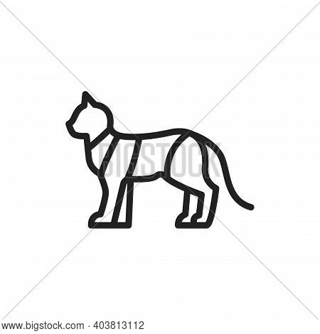 Cat In Bandage Black Line Icon. Postoperative Rest. Isolated Vector Element. Outline Pictogram For W