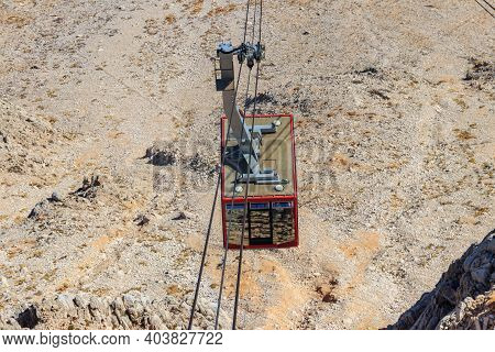 Cable Car On Ropeway Leading To A Top Of Tahtali Mountain In Antalya Province, Turkey