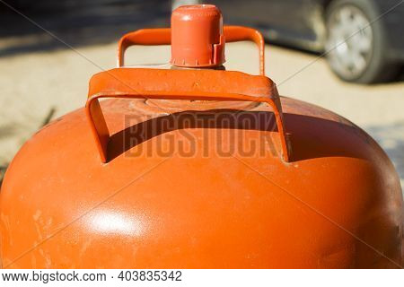 Traditional Metal Butane Gas Bottle At Home In Spain