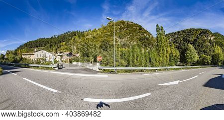 Panoramic View To Village Of Beaujeu In The French Alps.