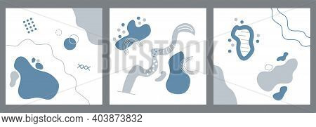 A Set Of Abstract Posters With Shapes And Lines. Minimalist Art. Modern Backgrounds For Social Netwo