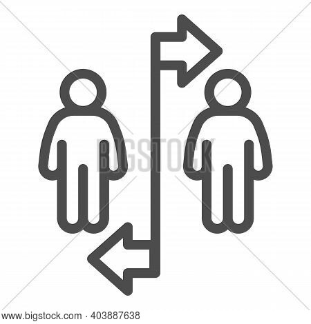 Two People Divided With Line And Arrows Line Icon, Social Distancing Concept, Sickness Prevention Si