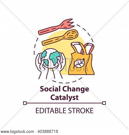 Social Change Catalyst Concept Icon. Climate Justice Idea Thin Line Illustration. Ecological Way Cha