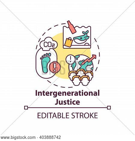Intergenerational Justice Concept Icon. Climate Justice Idea Thin Line Illustration. Environmental R