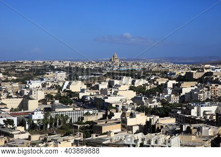 Xewkija, Malta - August 15, 2019: View To St. John Baptist Church In Xewkija. Gozo. Malta