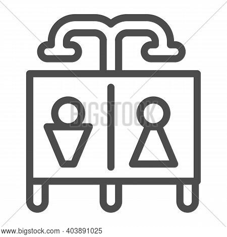 Beach Shower Line Icon, Waterpark Concept, Public Shower Sign On White Background, Summer Beach Or P