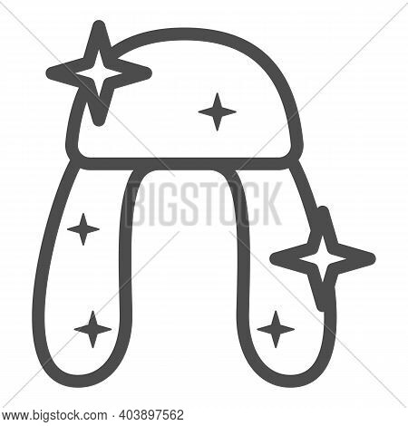 Women Fur Hat Line Icon, Winter Clothes Concept, Winter Headdress Sign On White Background, Hat With