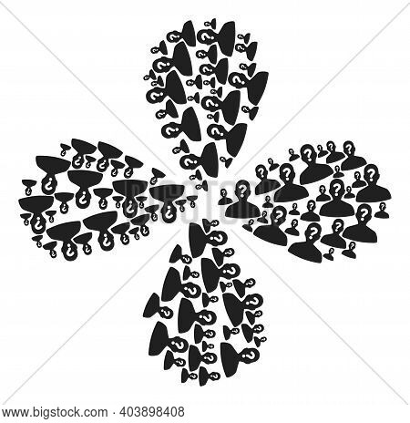Unknown Body Centrifugal Flower Shape. Object Flower With 4 Petals Organized From Oriented Unknown B