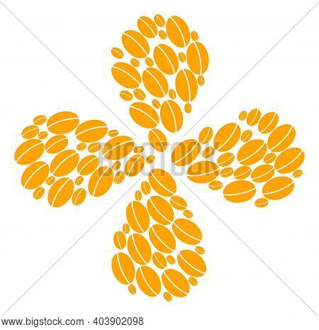 Wheet Seed Explosion Flower Shape. Object Flower With 4 Petals Created From Oriented Wheet Seed Symb