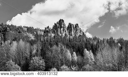 Monumental Sandstone Ridge Of Suche Skaly, Aka Dry Rocks, Near Mala Skala In Bohemian Paradise, Czec