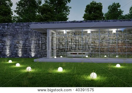 Architektury ogrodowej, w nocy
