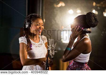 Arielle T And Selmor Mtukudzi Recording Vocal Part On Afro-pop Song In Studio