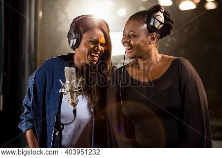 Waje Nigerian Singer Recording Vocal Part On Afro-pop Song In Studio With Judith Sephuma
