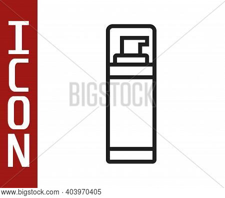 Black Line Shaving Gel Foam Icon Isolated On White Background. Shaving Cream. Vector