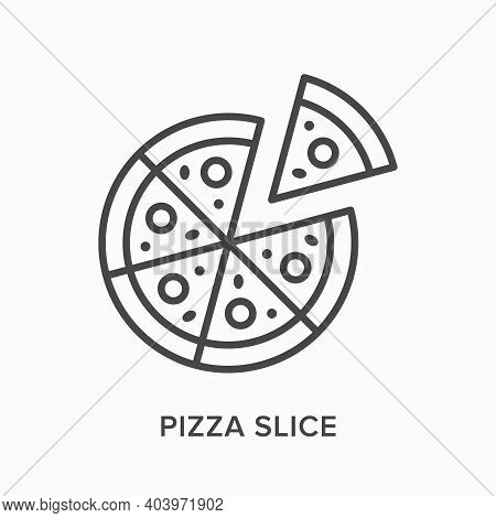 Pazza Slice Flat Line Icon. Vector Outline Illustration Of Italian Food. Black Thin Linear Pictogram