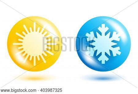 Weather 3d Icons For Climate Control Icon With Temperature Rising And Lowering - Sun And Snowflake I