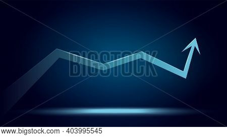 Upward Trend Arrow On Dark Blue Background. Vector Illustration.