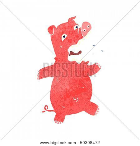 retro cartoon squealing pig
