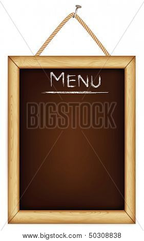 wooden menu board. Rasterized illustration. 