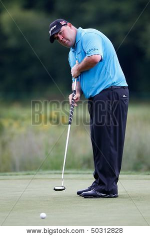 NORTON, MA-SEP 1: Kevin Stadler putts the green during the third round at the Deutsche Bank Championship at TPC Boston on September 1, 2013 in Norton, Massachusetts. 