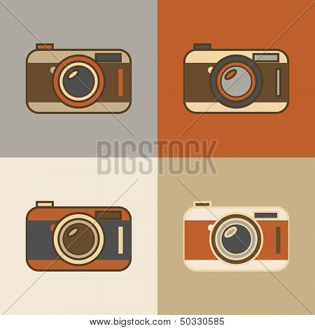 Flat retro camera icons