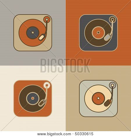 Retro record player icons