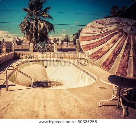 South West American Architectural decay - derelict abandoned swimming pool.