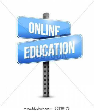 Online Education Road Sign Illustration Design