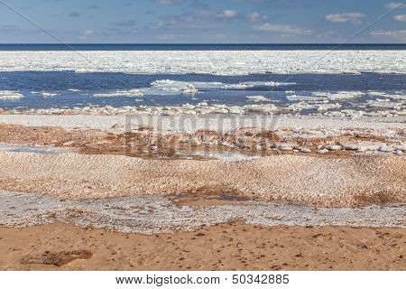 Ice breaking up on Cavendish Beach, Prince Edward Island.