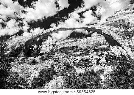 Landscape Arch Black White Rock Canyon Devils Garden Arches National Park Moab Utah