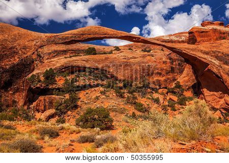 Landscape Arch Blue Sky Rock Canyon Devils Garden Arches National Park Moab Utah