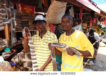 Spice Vendors Displaying Goods In Africa