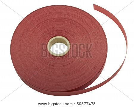 Red Ribbon Rolls On White