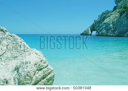 Wonderfull blue lagoone with cliffs and stone / Cala Goloritze Sardinia