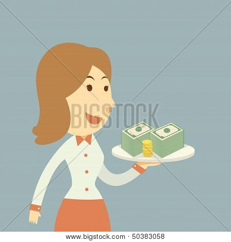 Waiter Holding Money