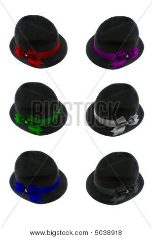 Fedora della signora con fiocco di colori diversi isolati