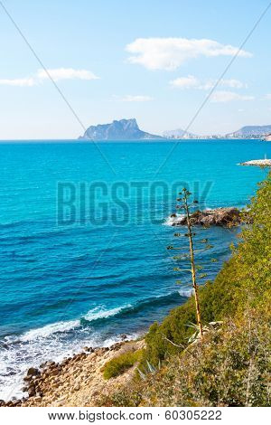 Ifach Penon view from Moraira alicante in Mediterranean Spain
