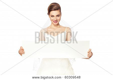 Smiling Bride With Advertising.