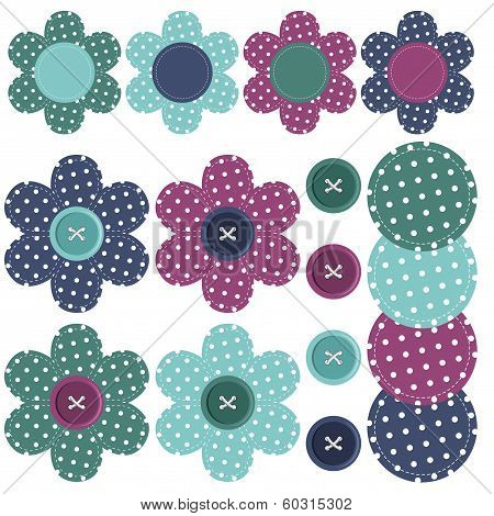 set with scrapbook flowers and buttons