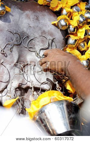 Penang, Malaysia - January 17: Hindu Devotee Carries Kavadi Himself In Thaipusam Festival On January