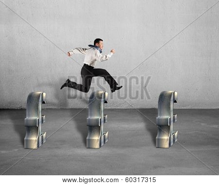 man jumping Over Pound Symbols