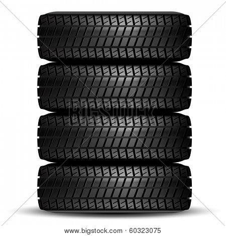 Illustration of car tire on white background. Vector.