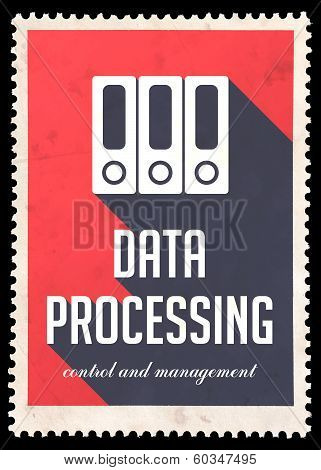 Data Processing on Red in Flat Design.