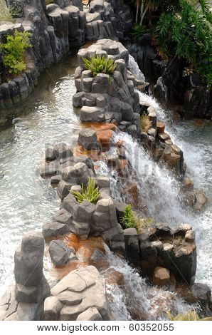 Waterfall seen from above. Note the water is in motion blur.