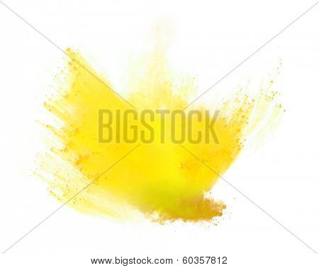 Yellow dust. желтый взрыв на белом фоне. пыль на черном фоне для фотошопа. взрыв желтой краски. желтый порошок на черном фоне.