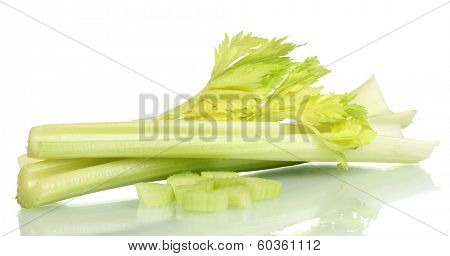 fresh slised green celery isolated on white 